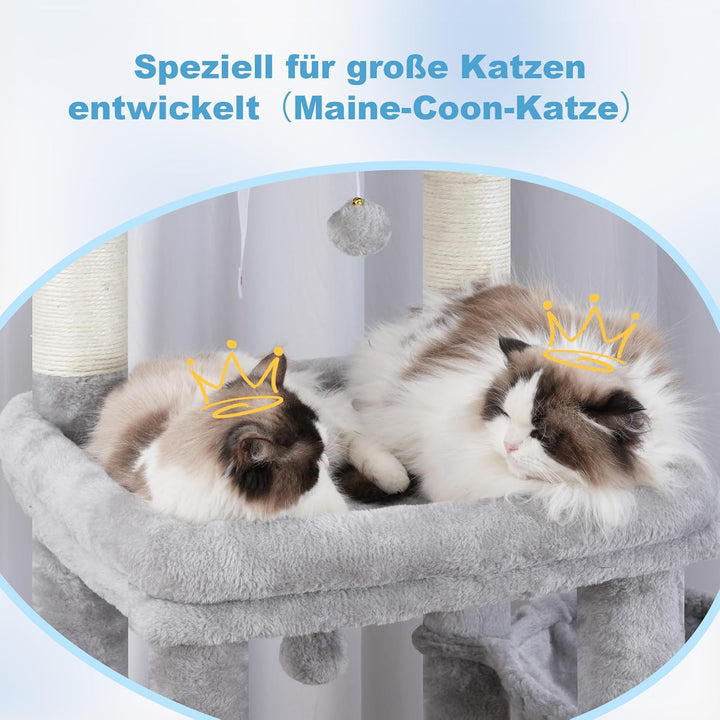 Hey-brother Kratzbaum, Katzenbaum für Grosskatze und Maine-Coon-Katzen, mehrstöckiger Stabil Katzenk
