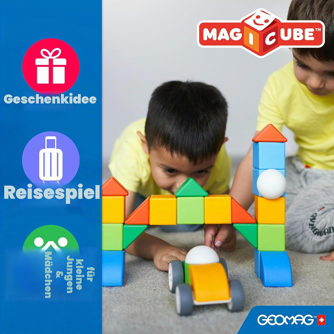 Geomag Magicube - 64 Würfel - Magnetisches Konstruktionsspielzeug für Kinder - Green Line - Lernspie