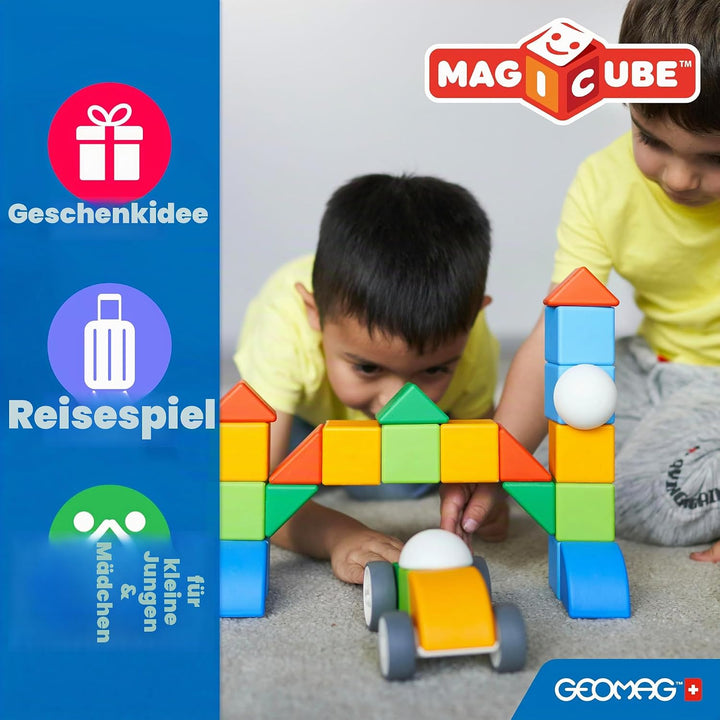 Geomag Magicube - 64 Würfel - Magnetisches Konstruktionsspielzeug für Kinder - Green Line - Lernspie