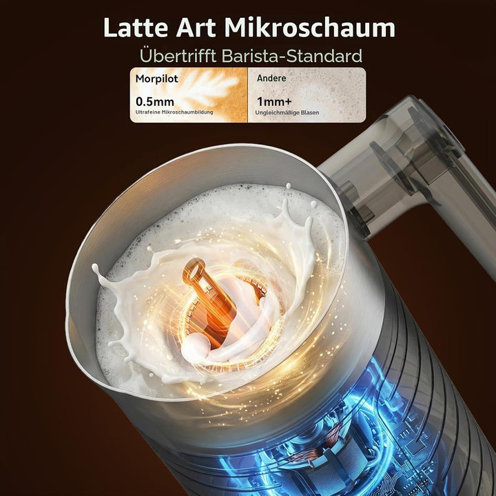 Morpilot Milchaufschäumer Elektrisch 4 in 1 – Spülmaschinenfest (Einzigartig), 75-240ml, leise & sch