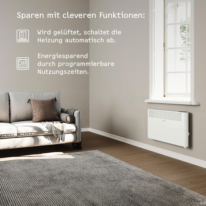 STIEBEL ELTRON Wandkonvektor CNS 2500 Plus LCD, 2,5 kW für ca. 30 m², TÜV geprüft, LC-Display, Woche