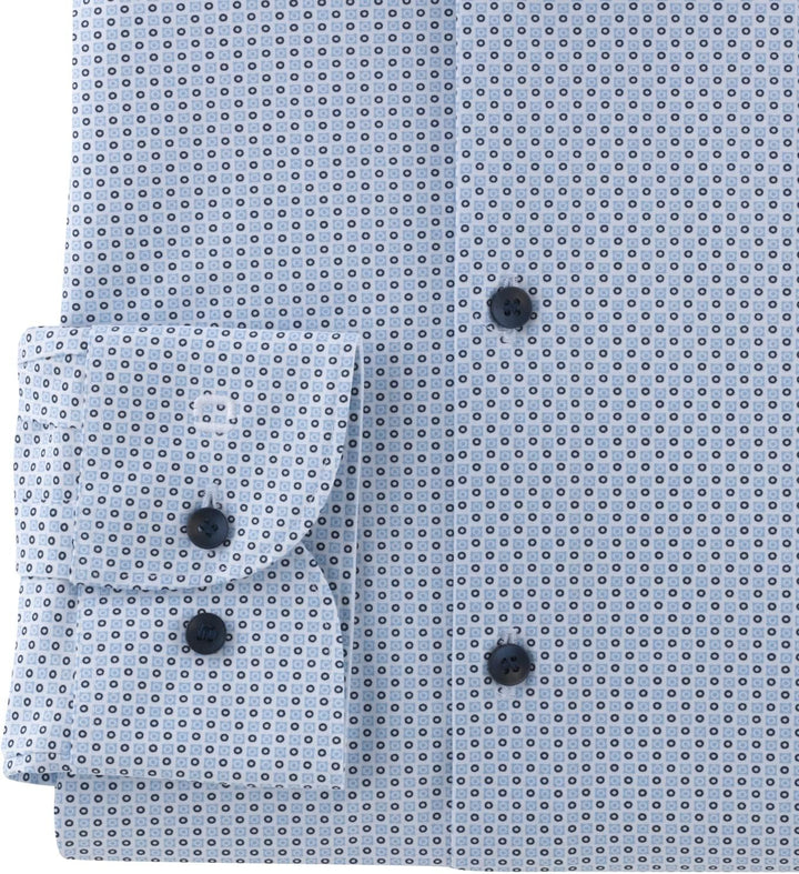 OLYMP Herren Businesshemd Langarm Level Five 24/Seven,Rotationsdruck,Body fit,Modern Kent,bleu 11,37