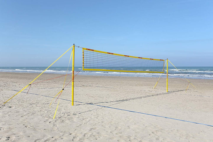 Funtec Beach Champ Set - transportable Beachvolleyball-Netzanlage mit Profinetz