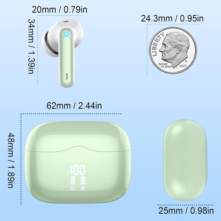 xinwld Bluetooth Kopfhörer, Kopfhörer Kabellos Bluetooth 5.3 In Ear Kopfhörer mit 4 ENC Noise Cancel