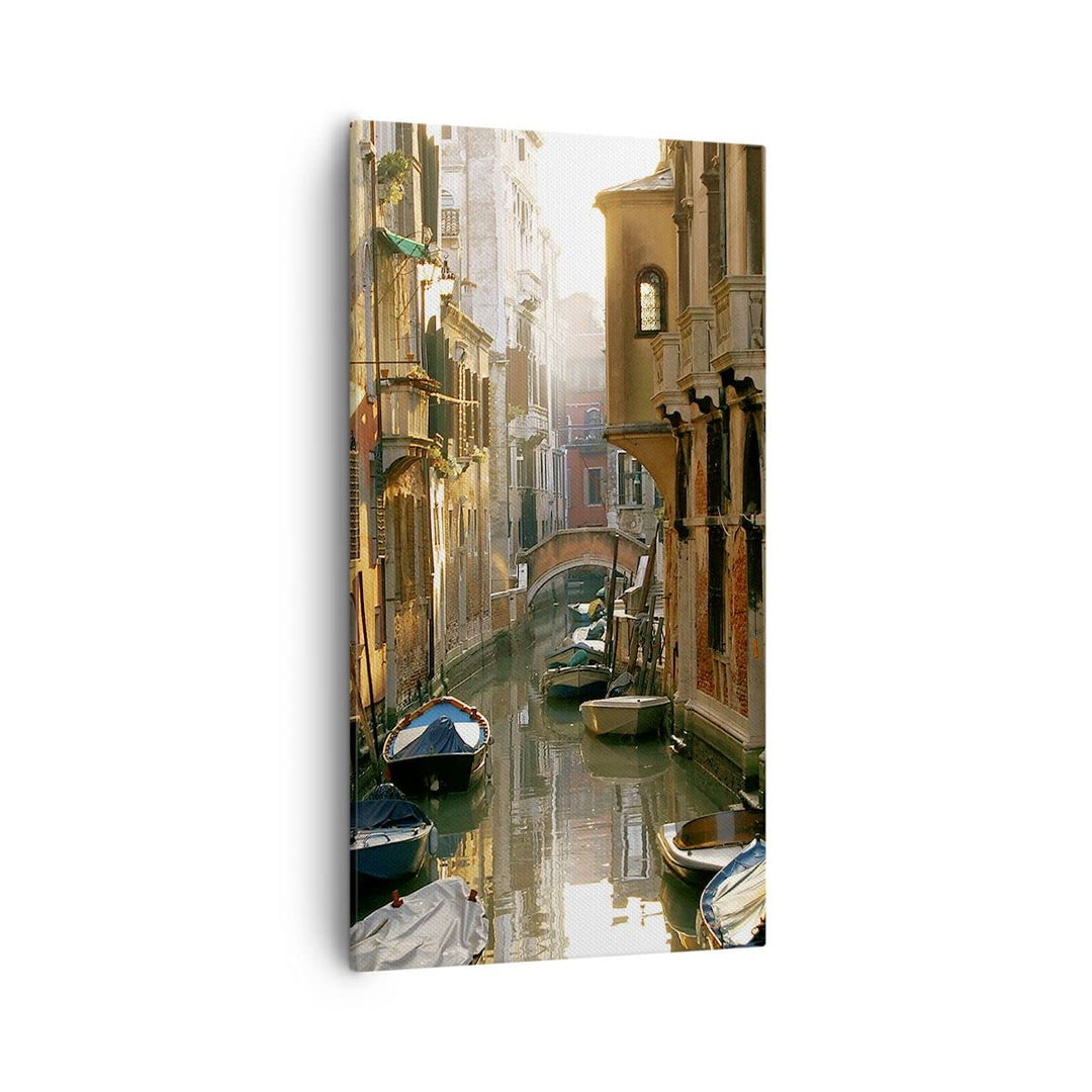 Bilder auf Leinwand 55x100cm Leinwandbild mit Rahmen Venedig Brücke Wasser Haus Gross Wanddeko Bild