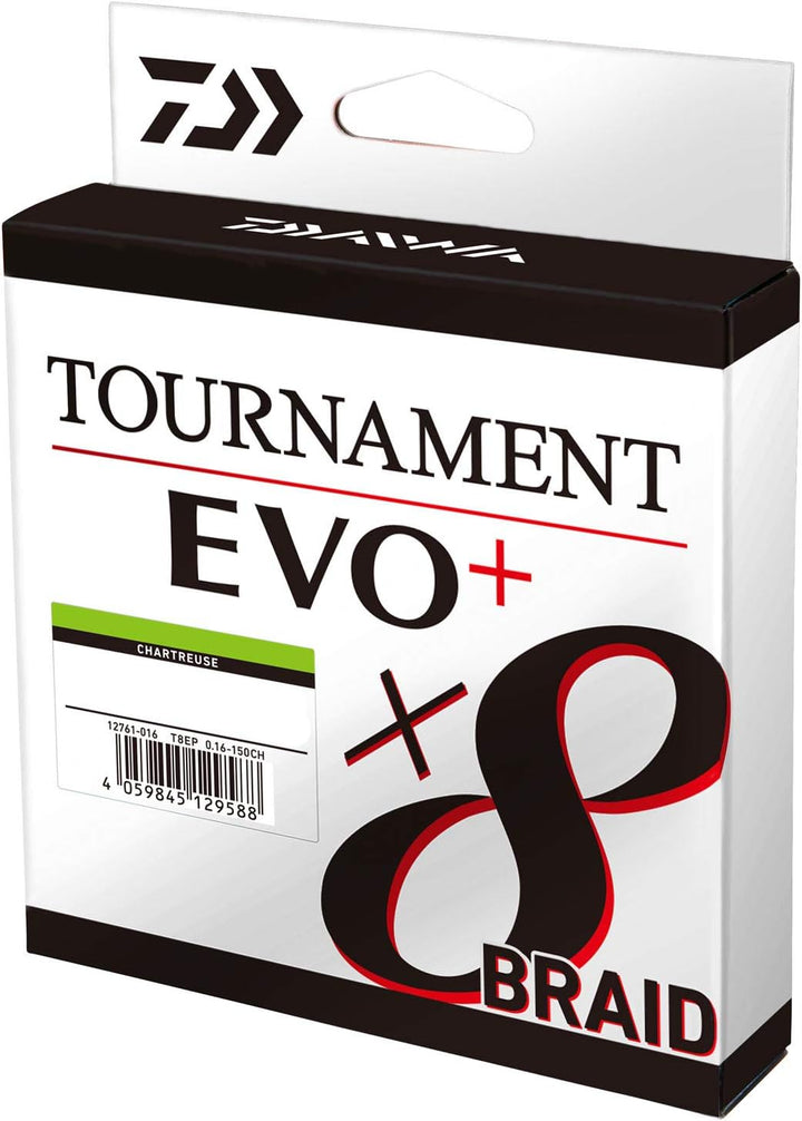 Daiwa Tournament X8 Braid EVO+ 135m Chartreuse geflochtene Angelschnur 0,14, 0,14