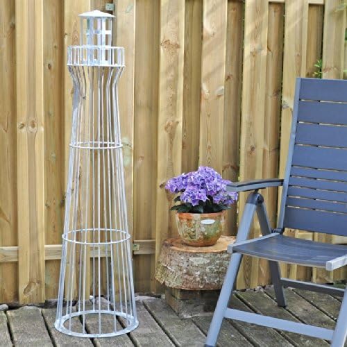 Leuchtturm 1,35m hoch verzinkt, Gabione, Garten-Dekoration, Metalldeko