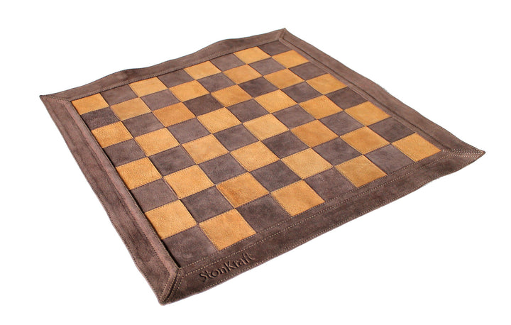 StonKraft 19 "x 19" Echtes Leder Schach - Braune Farbe | Roll-up Schach | Turnier Schach