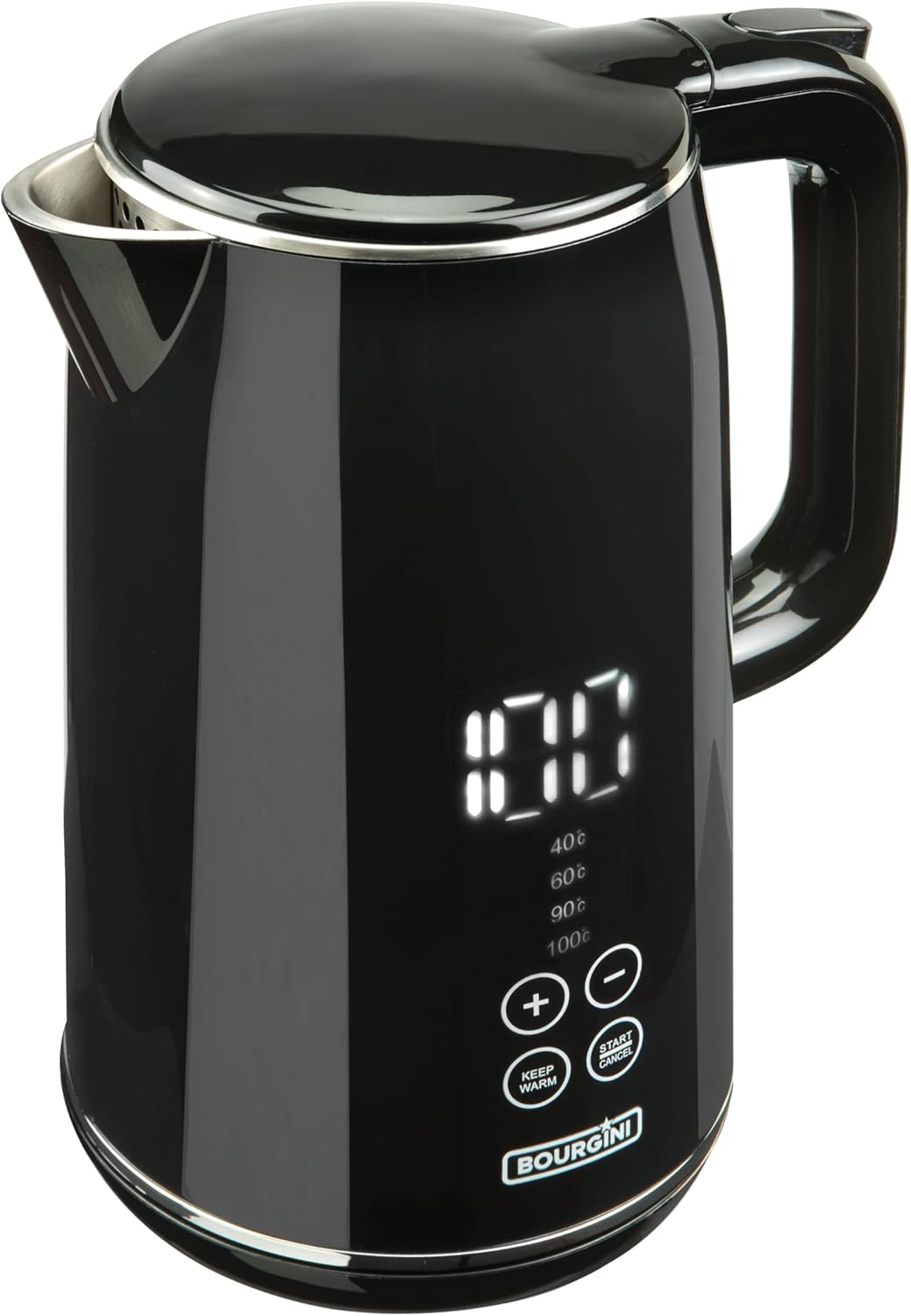 Bourgini Cool Touch - Digitaler wasserkocher Schwarz - wasserkocher mit temperatureinstellung - 1,7