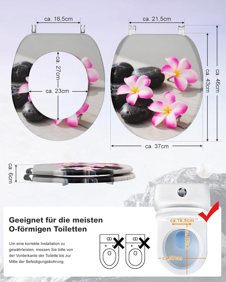 Ribelli WC Sitz mit Absenkautomatik, Toilettendeckel O-Form in Viele Motiven, Klodeckel Einfache Mon