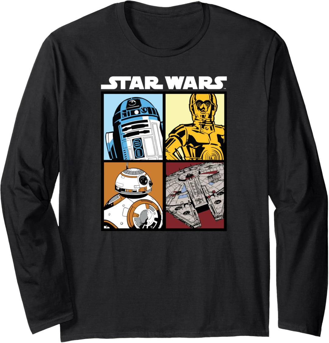 Star Wars Droids and Ships White Langarmshirt