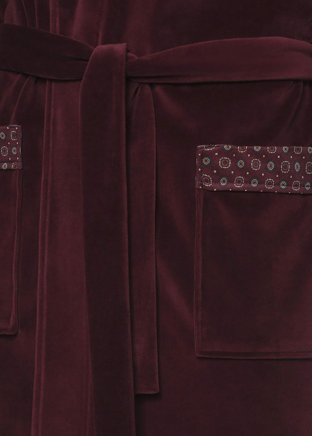 Revise Joel RE-101 Herren Bademantel aus Velours - lang und elegant, S Burgund Rot
