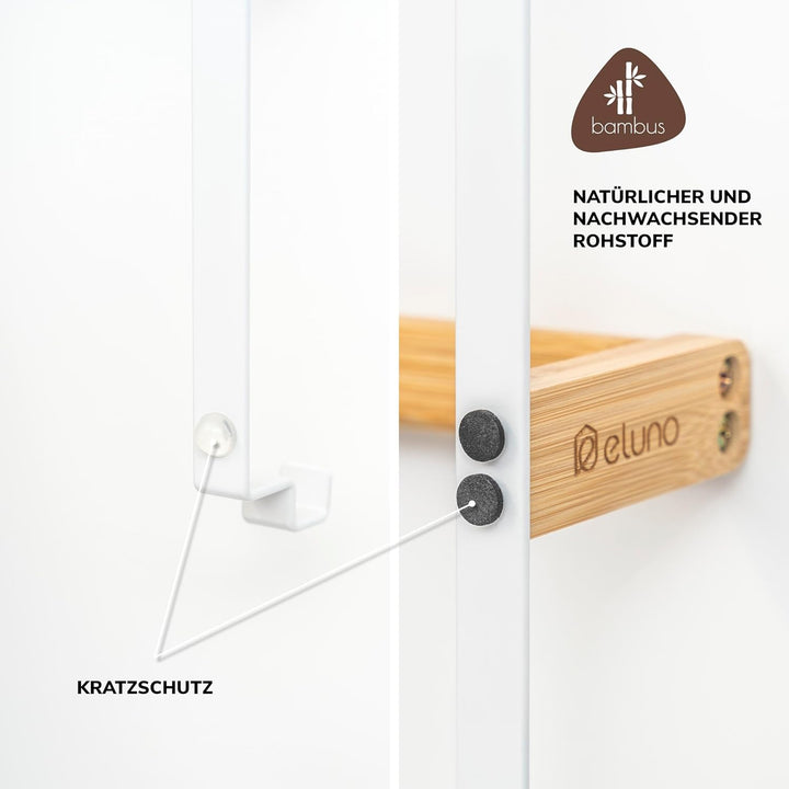 eluno Tür-Hängeregal aus Metall und Bambus, Tür-Handtuchhalter mit 2 Handtuchstangen, 4 praktische H