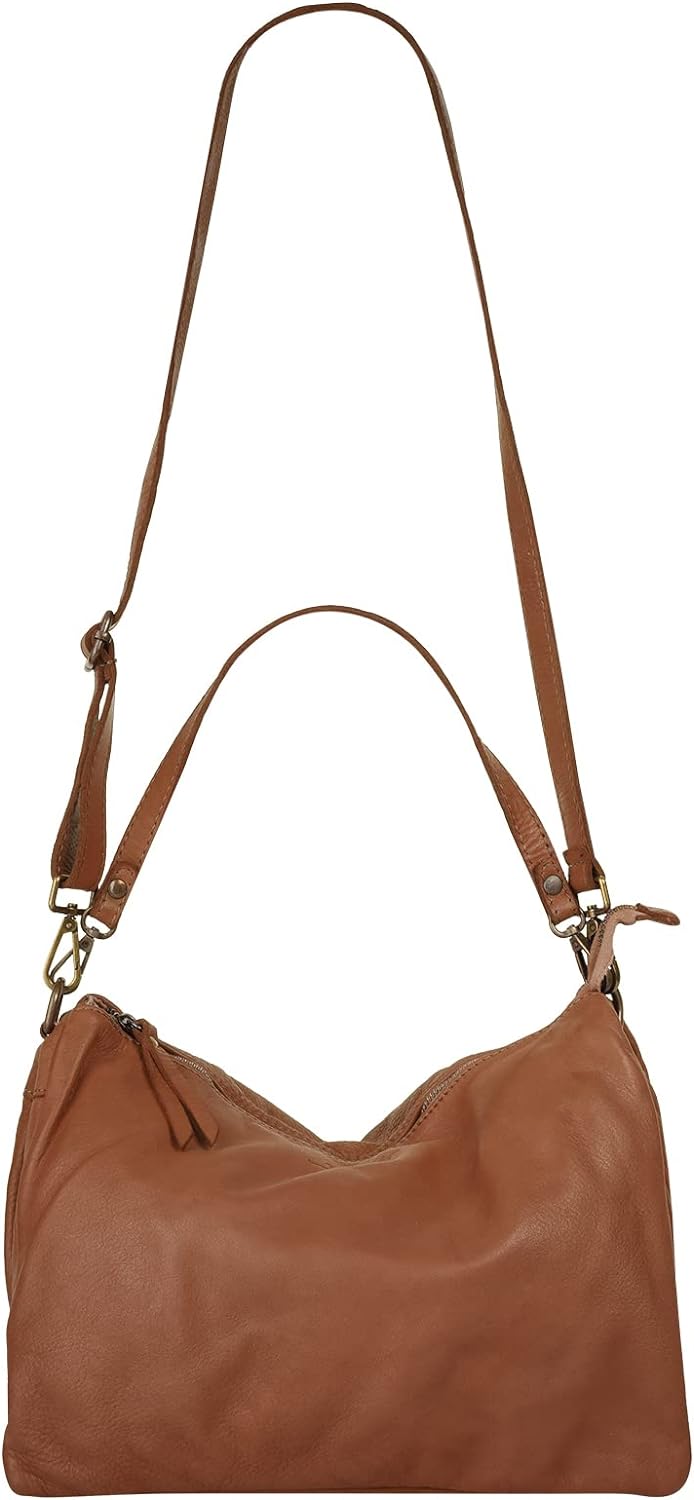 Samantha Look Umhängetasche echt Leder Damen - 021672 Cognac, Cognac