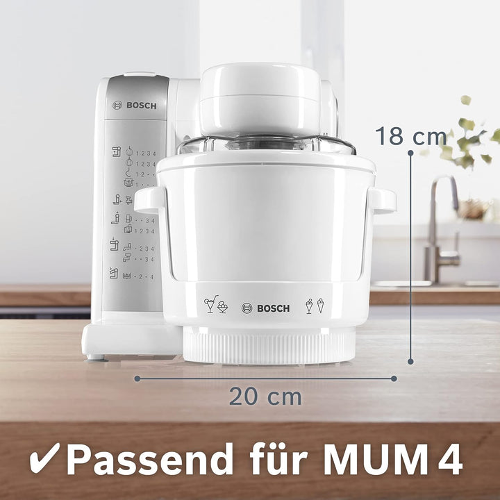 Bosch Eisbereiter MUZ4EB1, 550ml, selbstgemachtes Eis, Sorbet und Frozen Yoghurt, passend für Bosch