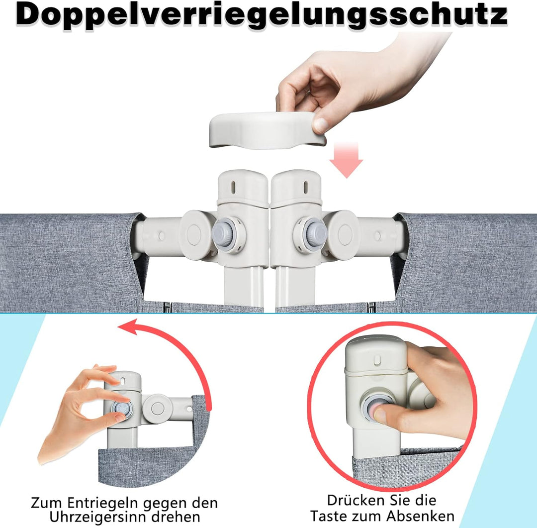 Bettgitter Rausfallschutz Bett Höhenverstellbar 180cm Bettschutzgitter mit Schnallendesign für Babys