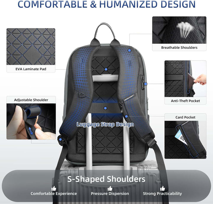 Business Rucksack Herren, Wasserdicht 15.6 Zoll Laptop Rucksack mit USB-Anschluss, Anti-Diebstahl Re
