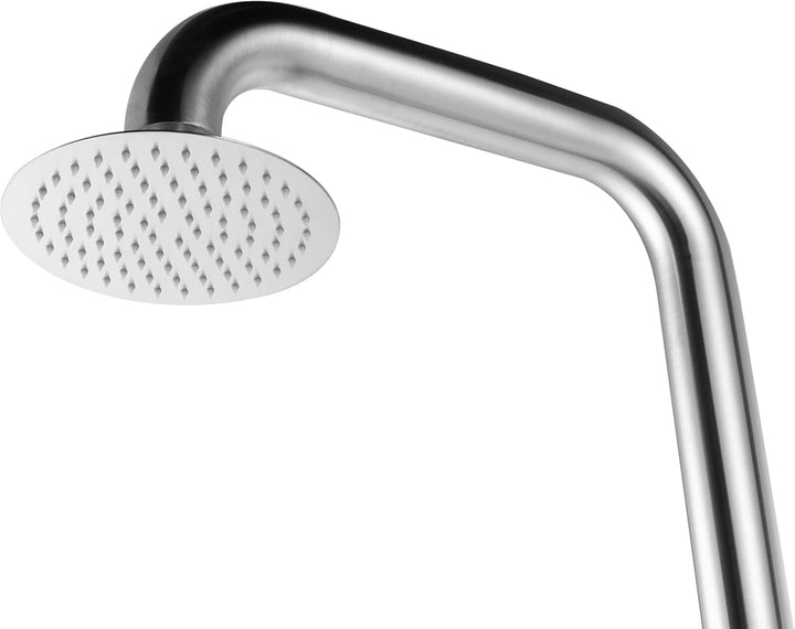Edelstahl Gartendusche Premium Sensation 220 cm Outdoor Dusche mit Regenduschkopf Ø20 cm & Handbraus