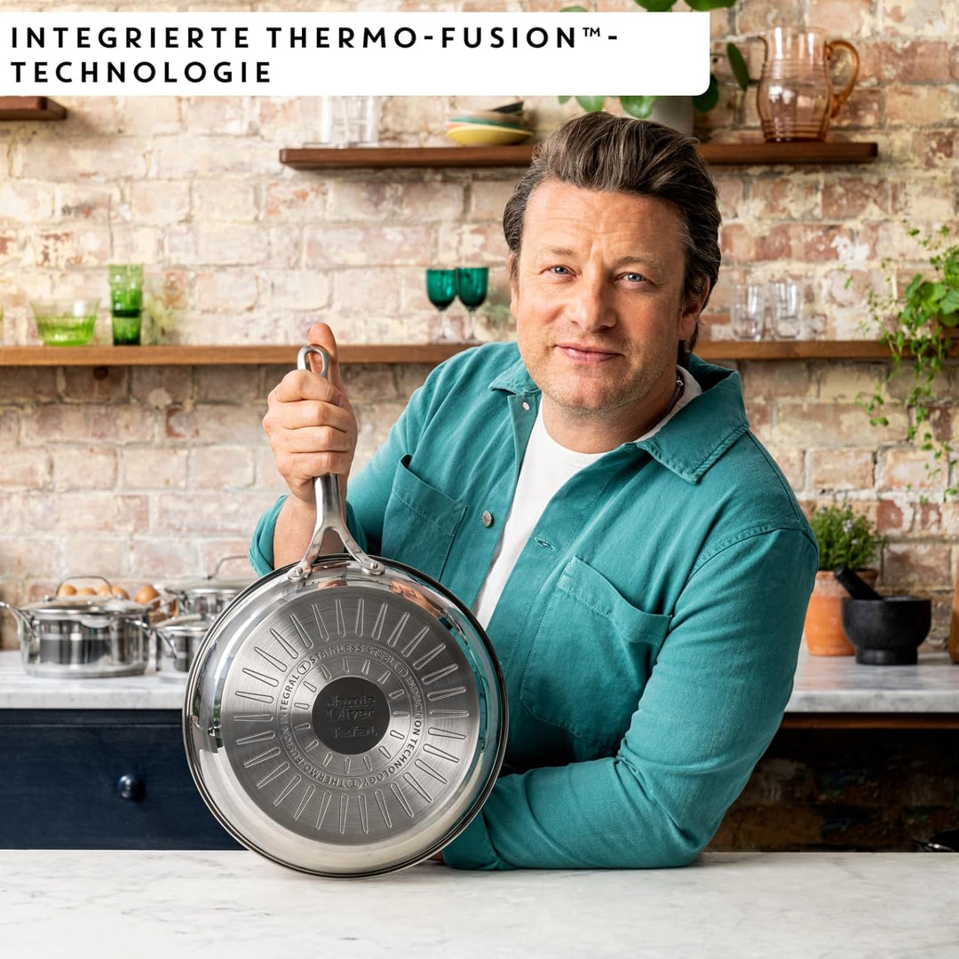 Jamie Oliver by Tefal Cook Smart Bratpfanne 24cm, unbeschichteter Edelstahl, induktionsgeeignet, The