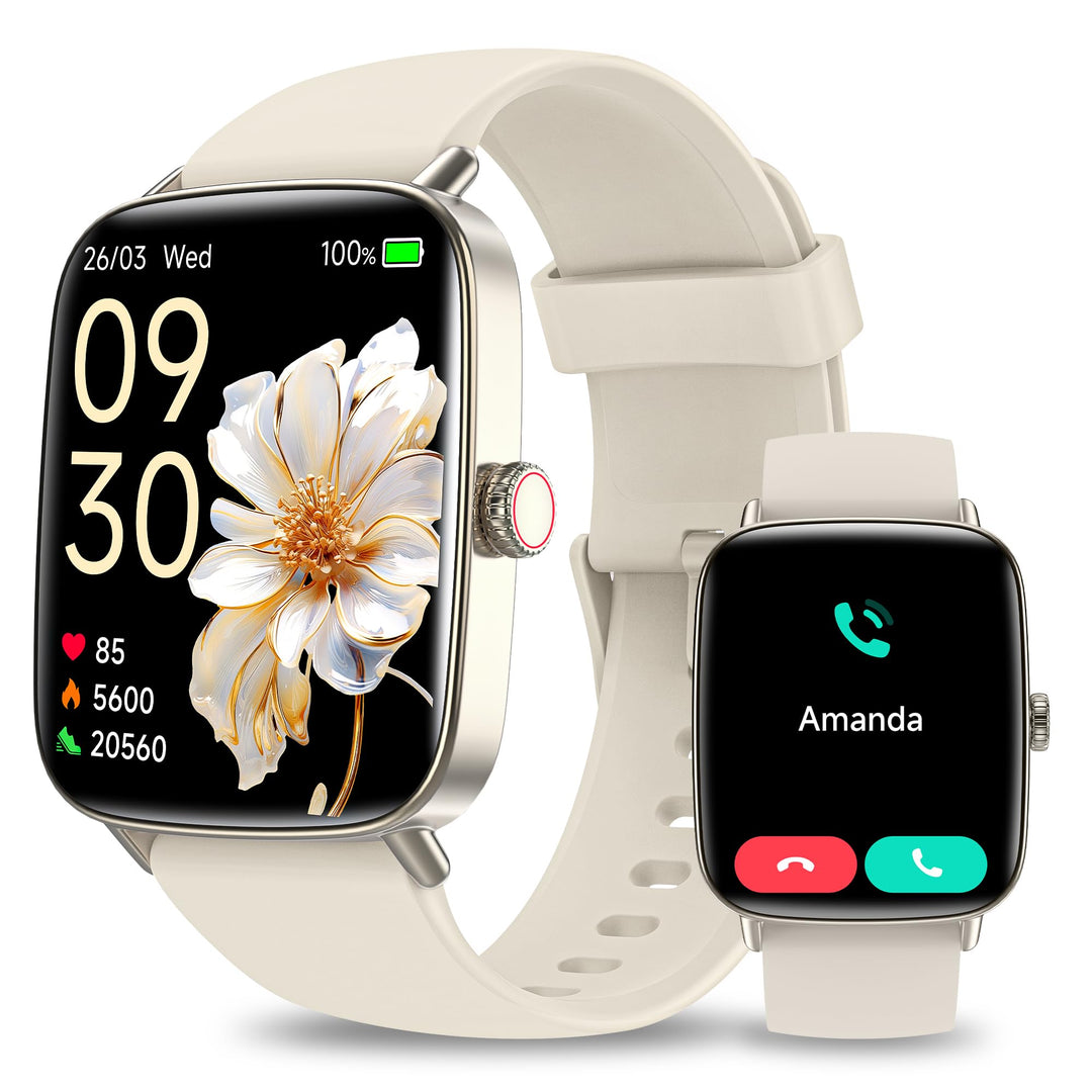 Smartwatch Damen, 1.85" Smart Watch mit Telefonfunktion, Fitnessuhr Damen mit Pulsuhr Schlafmonitor