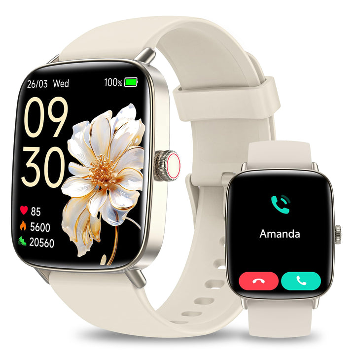 Smartwatch Damen, 1.85" Smart Watch mit Telefonfunktion, Fitnessuhr Damen mit Pulsuhr Schlafmonitor