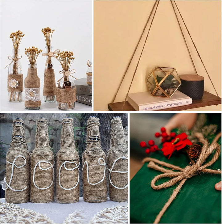 Natürliche Jute-Schnur, 4mm 100m Juteschnur für Geschenkverpackungen Handwerk Pflanze Garten Weihnac