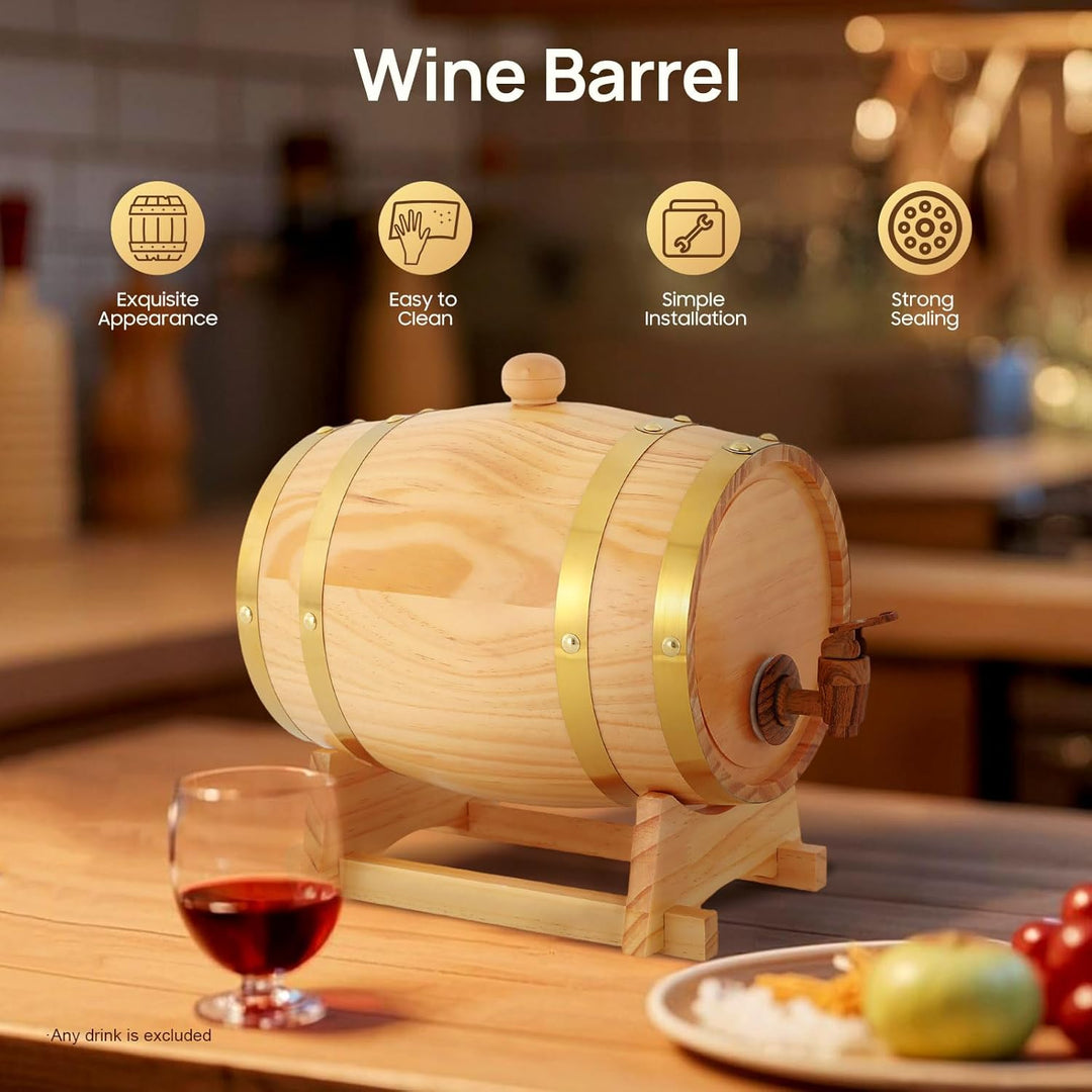 Holzfass Klein Eichenfass 3L Whiskyfass aus Holz Eichenweinfass Whiskyfass mit Bock & Zapfhahn für W