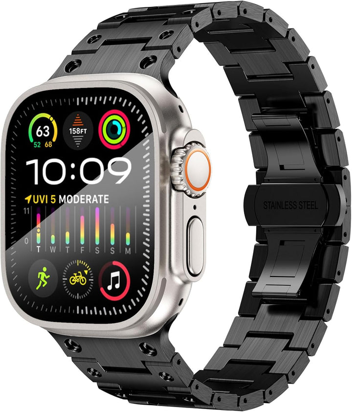 NewWays Metallband Kompatibel mit Apple Watch Armband 49mm 46mm 45mm 44mm 42mm(Serie 1 2 3),Edelstah