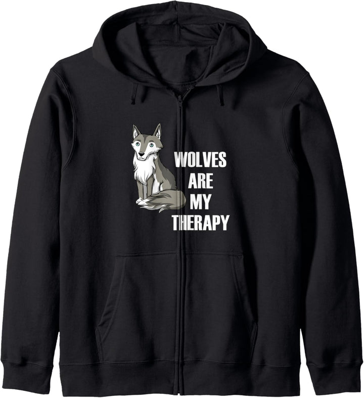 Wölfe als Therapie Ironischer Spruch Wildtiere Kapuzenjacke
