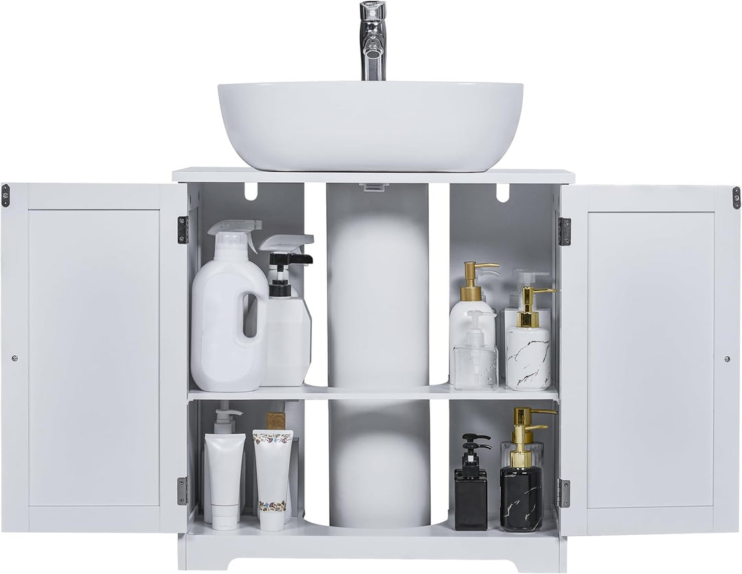 Bath Vida Priano Waschbecken-Unterschrank für Badezimmer, bodenstehende Aufbewahrungseinheit, weiss,
