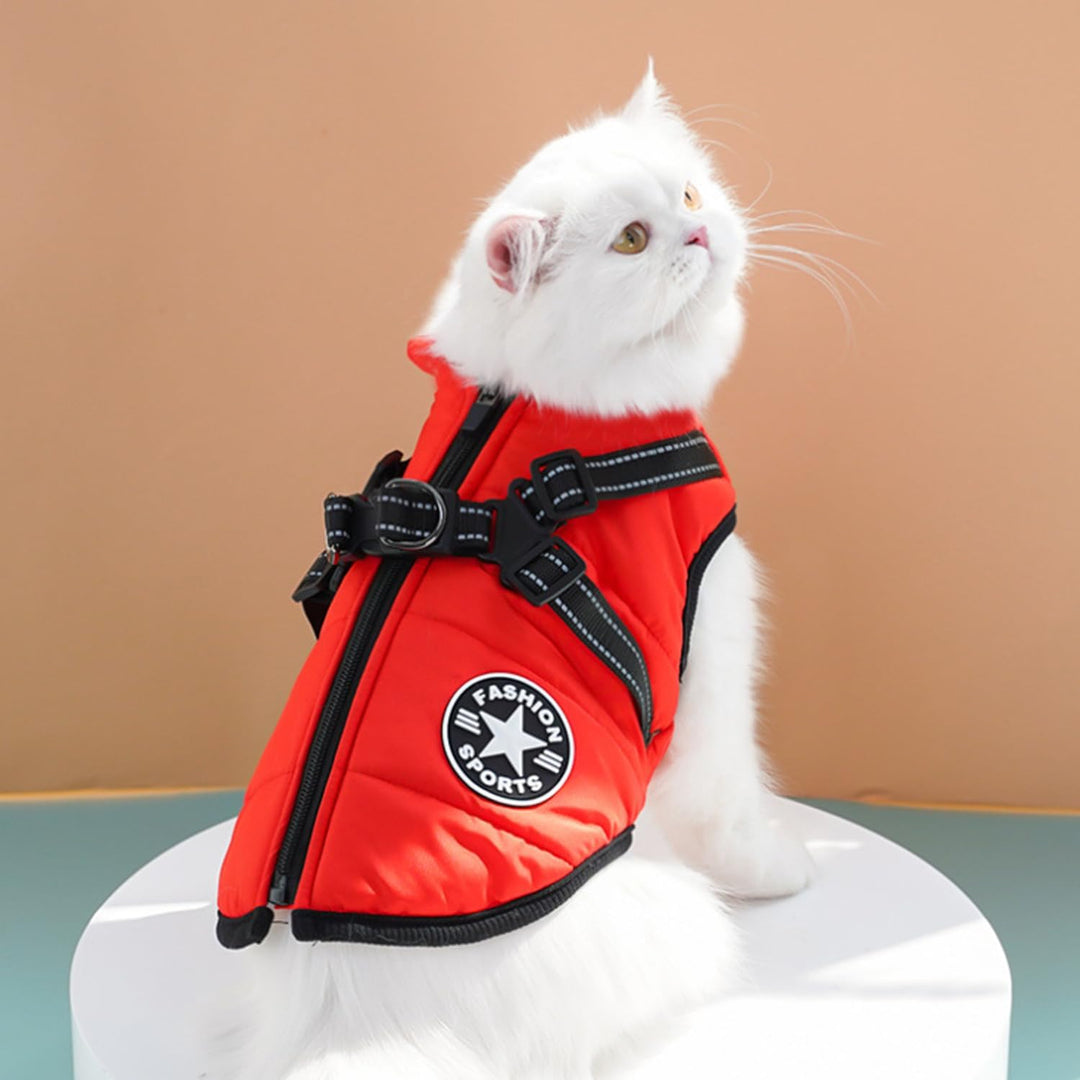 Ectkuee Hundejacke Winterweste Mit Geschirr, Wasserdichter Hundemantel für Kleine Hunde, Maschinen W