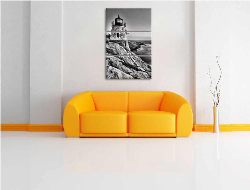 Pixxprint Kleiner Dicker Leuchtturm als Leinwandbild/Grösse: 3 Teilig (120x80) cm/Wandbild/Kunstdruc