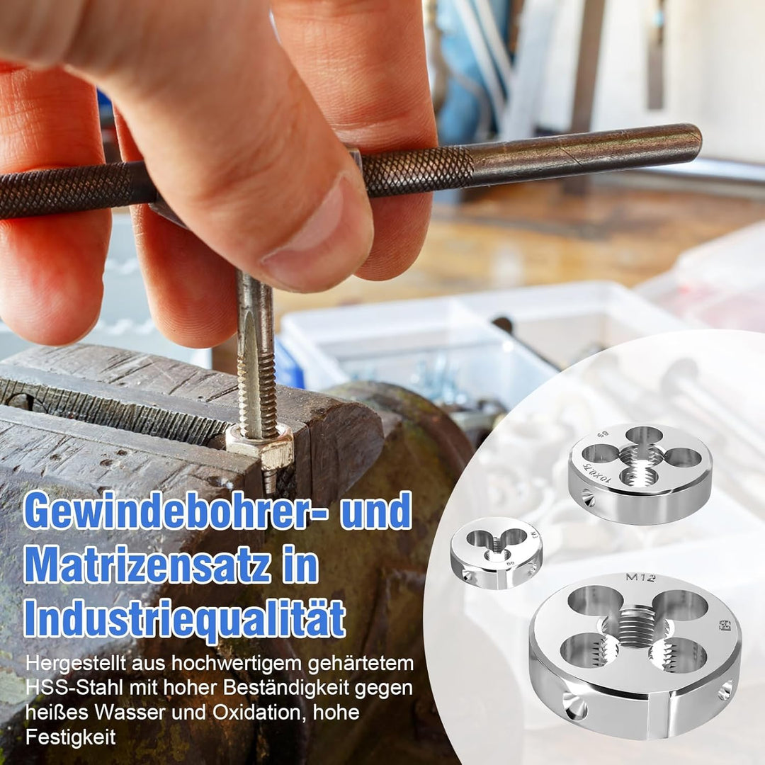 Gewindeschneidsatz 110 TLG, Gewindeschneider set ks tools aus Schnellarbeitsstahl Einschnitt Gewinde