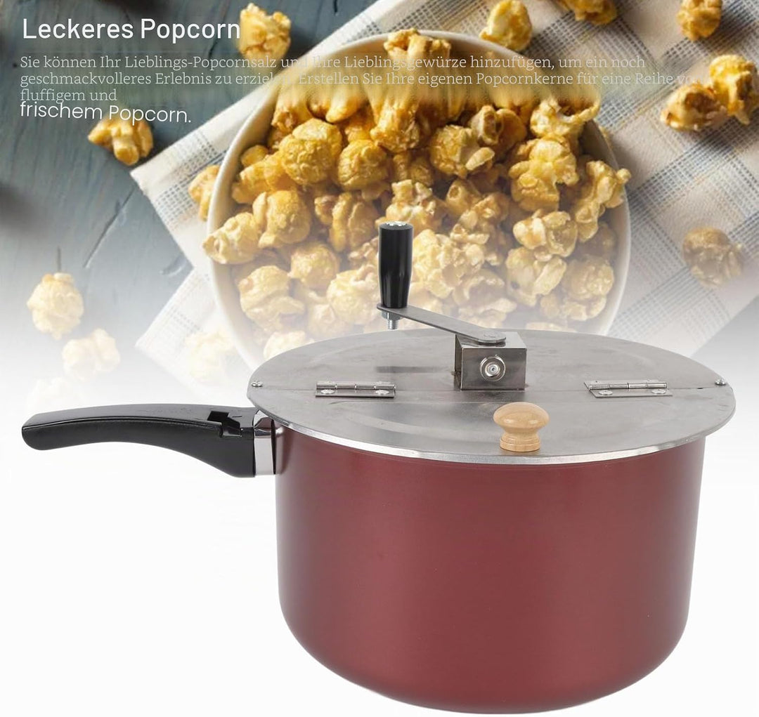 Popcorn-Popper für den Herd, Popcorn-Maker aus Edelstahl mit Handkurbel, Popcorn-Topf aus Edelstahl