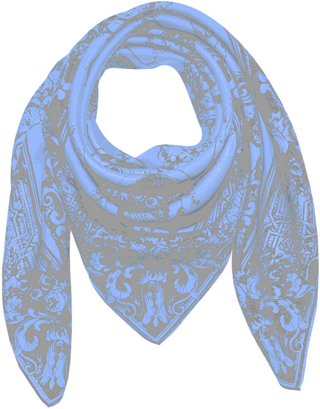 Lorenzo Cana Seidentuch aufwändig bedrucktes Tuch 100% Seide 90 cm x 90 cm harmonische Blau Farben D