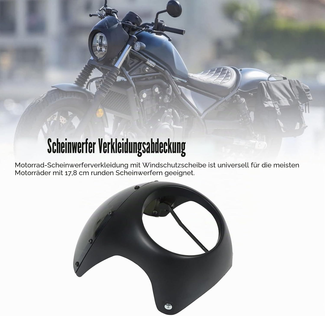 Keenso Motorrad Scheinwerfer Verkleidung Kit, Universal Motorrad 7 Zoll Runder Scheinwerfer Lampenma