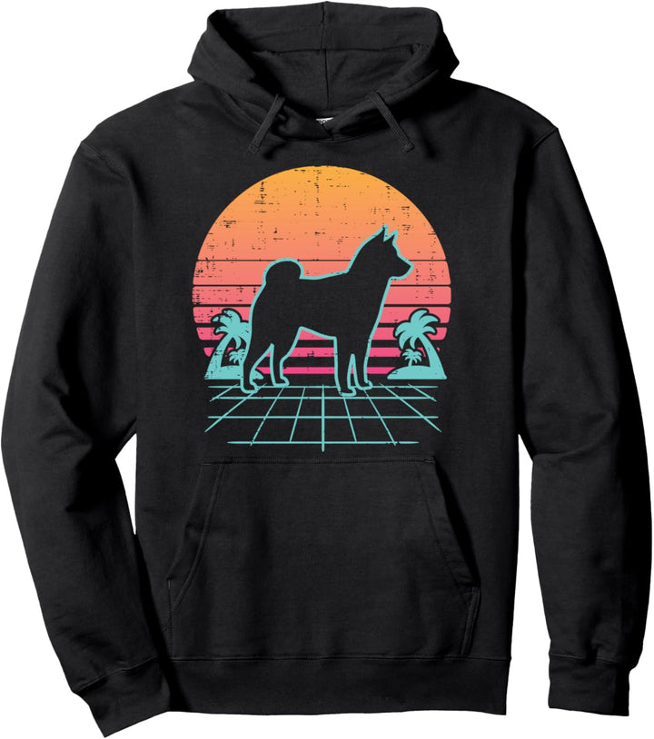 Vapowave Shiba Inu Retro Akita Japanese Dog Gift Pullover Hoodie