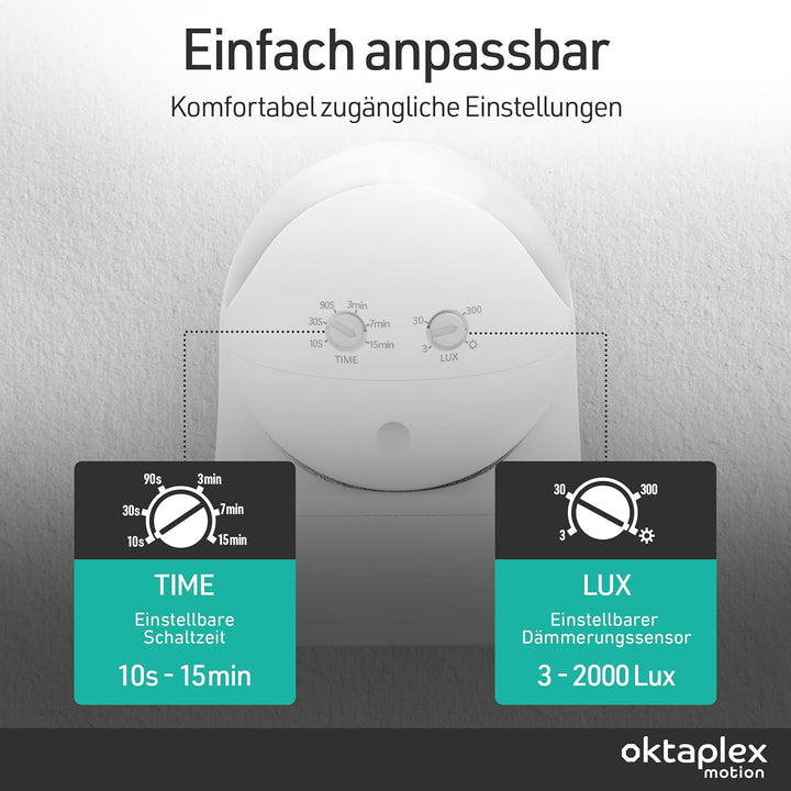 Oktaplex 2er Set Ana Bewegungsmelder Aussen schwenkbar 230 V IP44 180° Bewegungssensor 12 m Reichwei