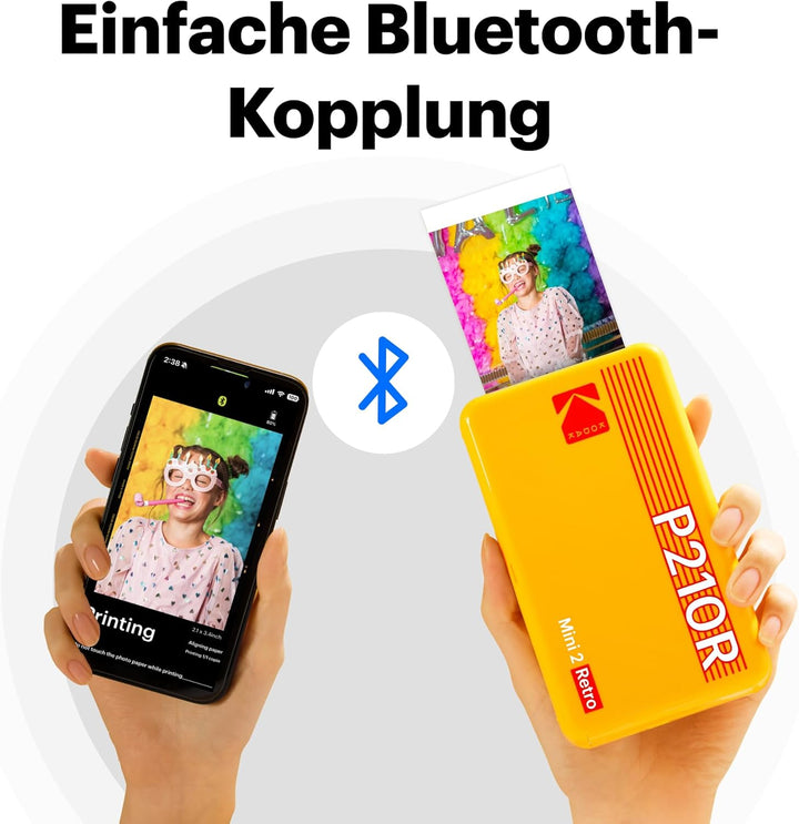 KODAK , Farbig, P210 Mini 2 Retro, Mobiler Handy Fotodrucker, Kompatibel mit Smartphone (iOS & Andro