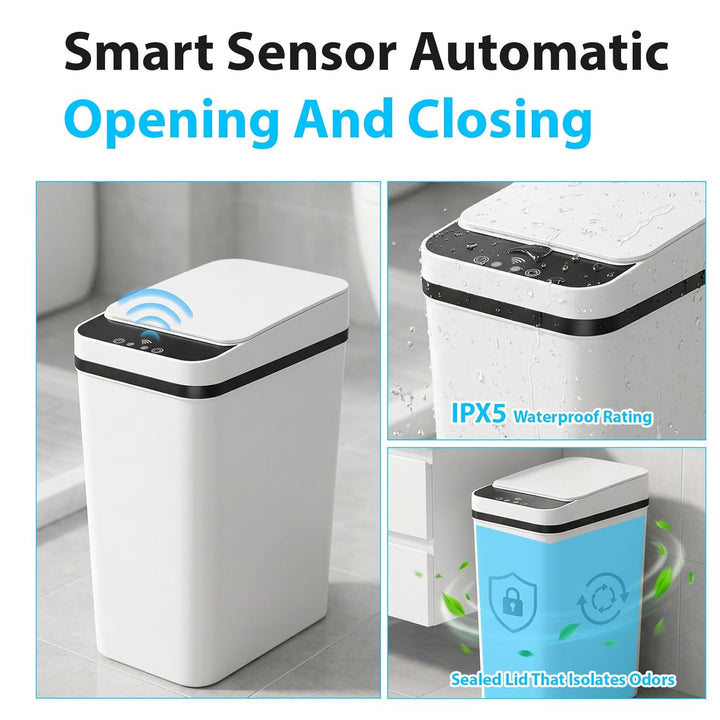 2er Set Mülleimer mit Sensor, 12L Automatischer Mülleimer, Smart Mülleimesr mit Deckel, 3 Betriebsmo