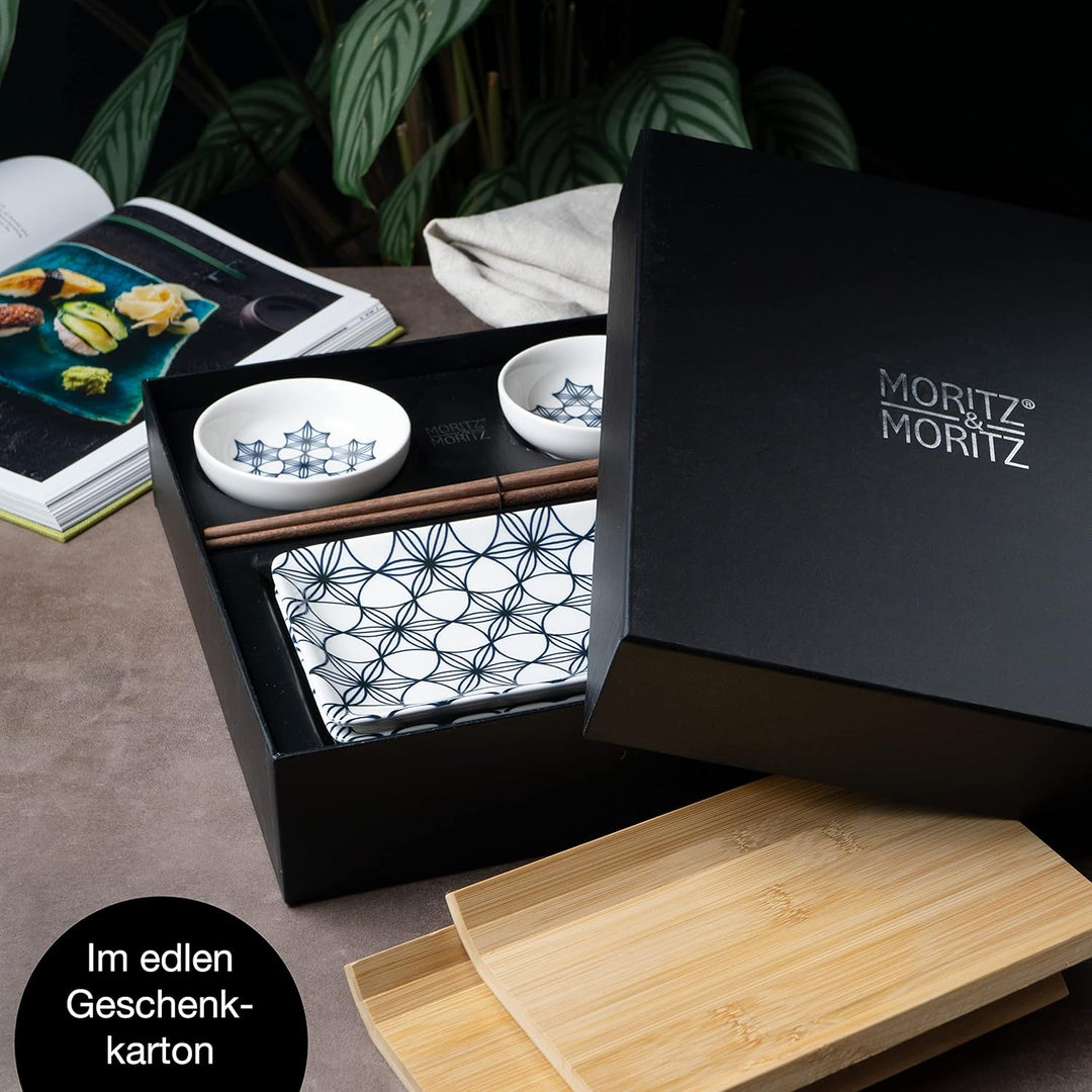Moritz &amp; Moritz Sushi Geschirr Set für 2 Personen - 10 Teile - Sushi Servierset mit 2x Sushi-Teller,