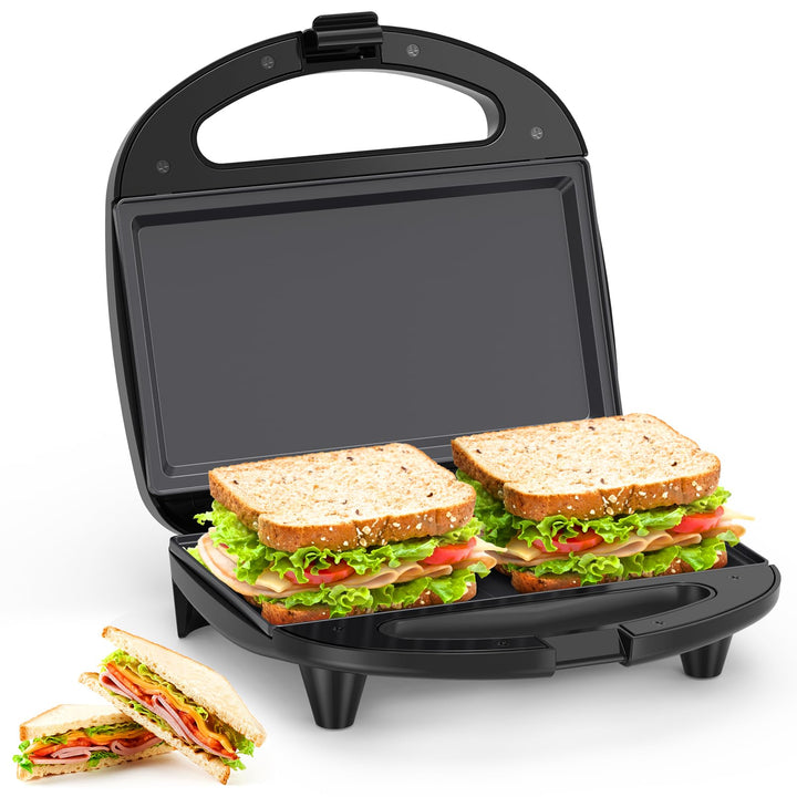 Snailar Sandwichtoaster, 2 Scheiben Sandwichmaker mit Flachplatten, Antihaft, Kühler Griff, 750W, Sc