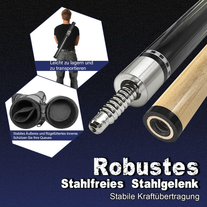 Pool Cue Stick Billard Queue,58“ Pool-Billardqueue BillardStock 12,5 mm Lederspitze Cue Sticks for P