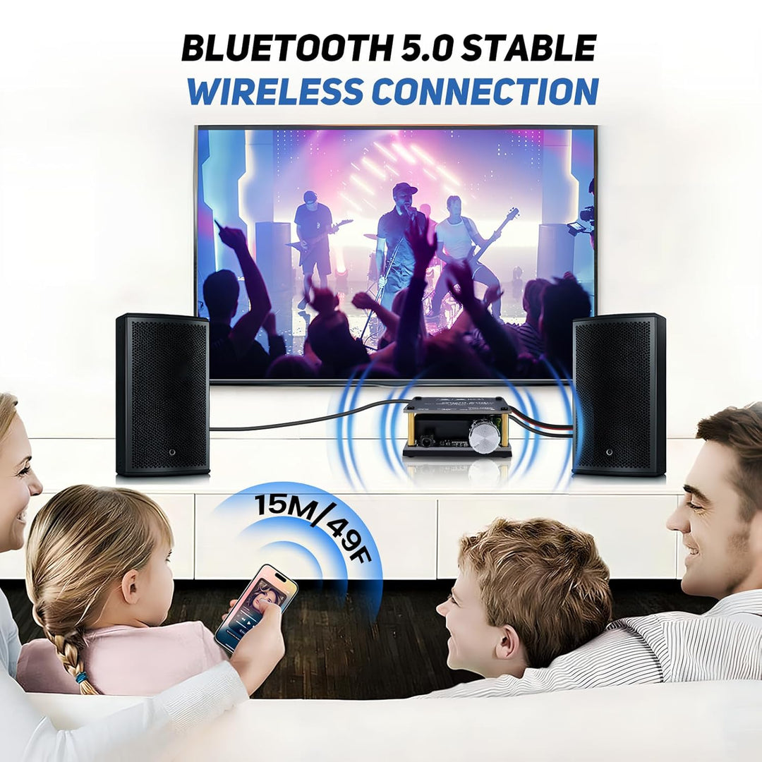 2x100W HiFi-Verstärker, Bluetooth 5.0 Audioverstärker Amp mit LC-Filter & TPA3116 Chip, Stereo Mini