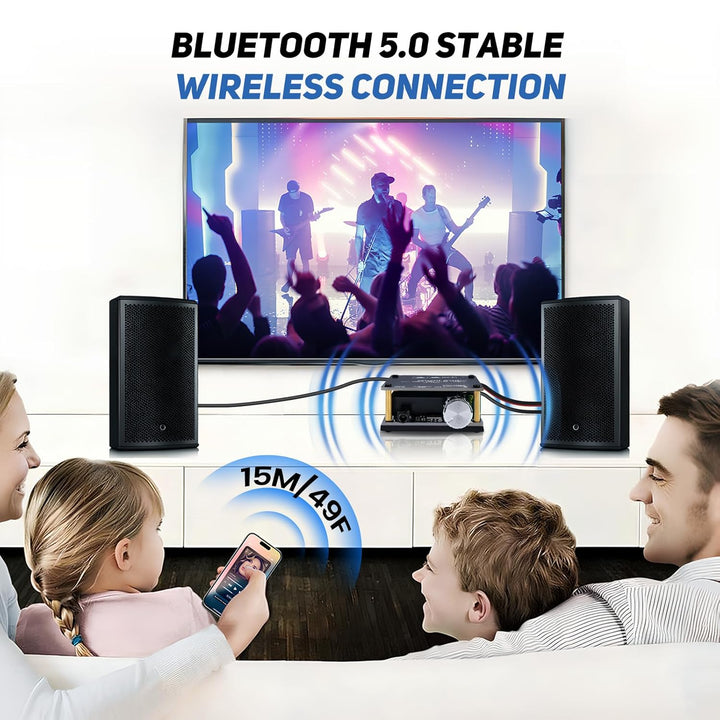 2x100W HiFi-Verstärker, Bluetooth 5.0 Audioverstärker Amp mit LC-Filter & TPA3116 Chip, Stereo Mini