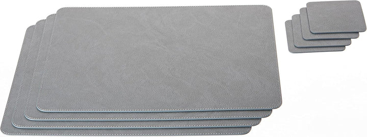 Nikalaz Platzsets und Untersetzer (4er Set) aus recyceltem Leder, Tischsets, 4 Stück Platzsets und 4