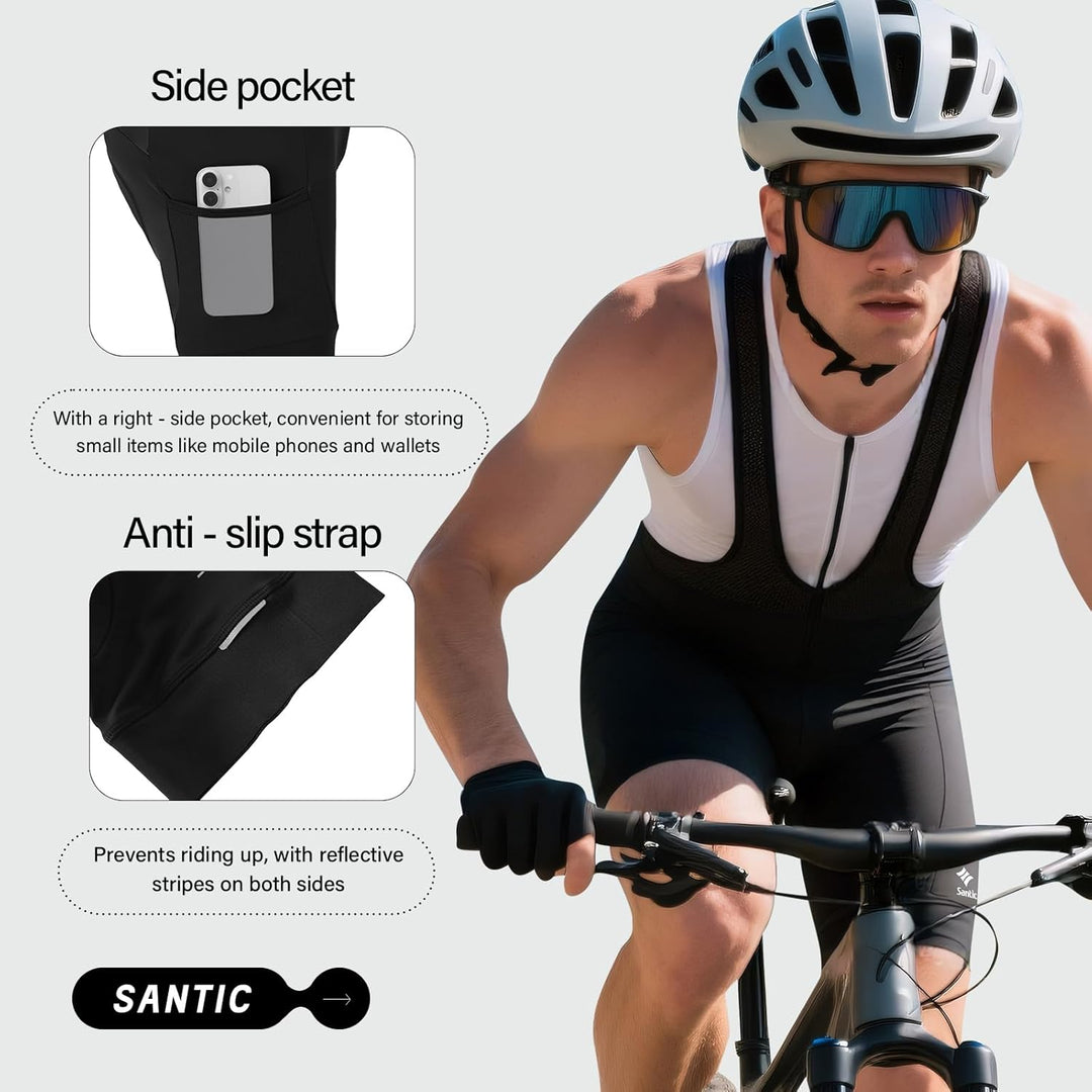 Herren Fahrradhose Kurz Trägerhose Fahrrad mit Sitzpolster Radhose Radlerhose, S