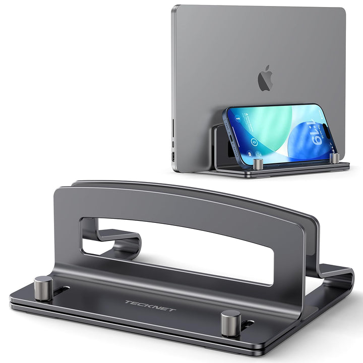 TECKNET Vertikaler Laptop Ständer aus Aluminium, Verstellbarer Laptop-Ständer, durchbrochenes Design