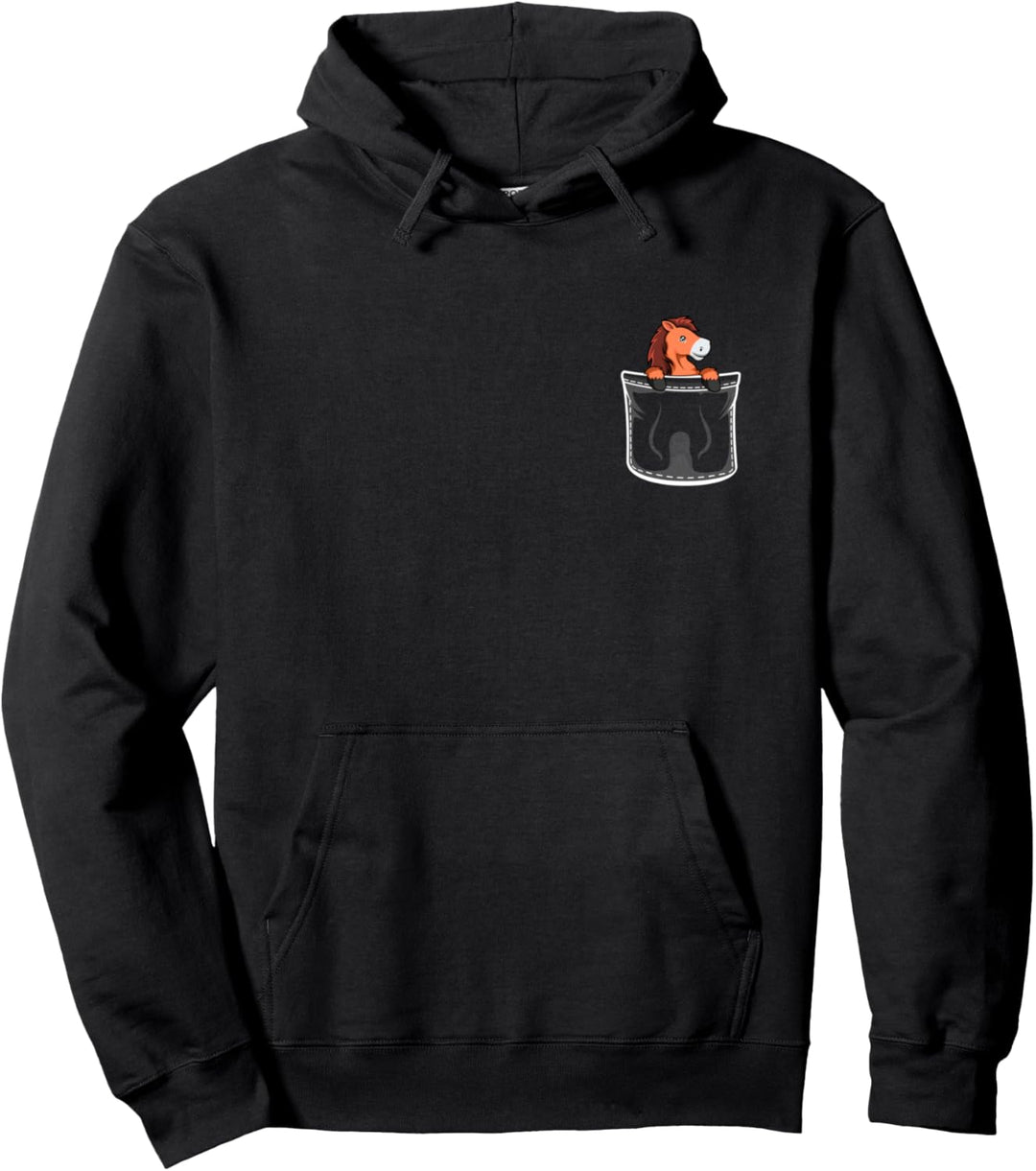 Pferd In Brusttasche Pferde Pullover Hoodie