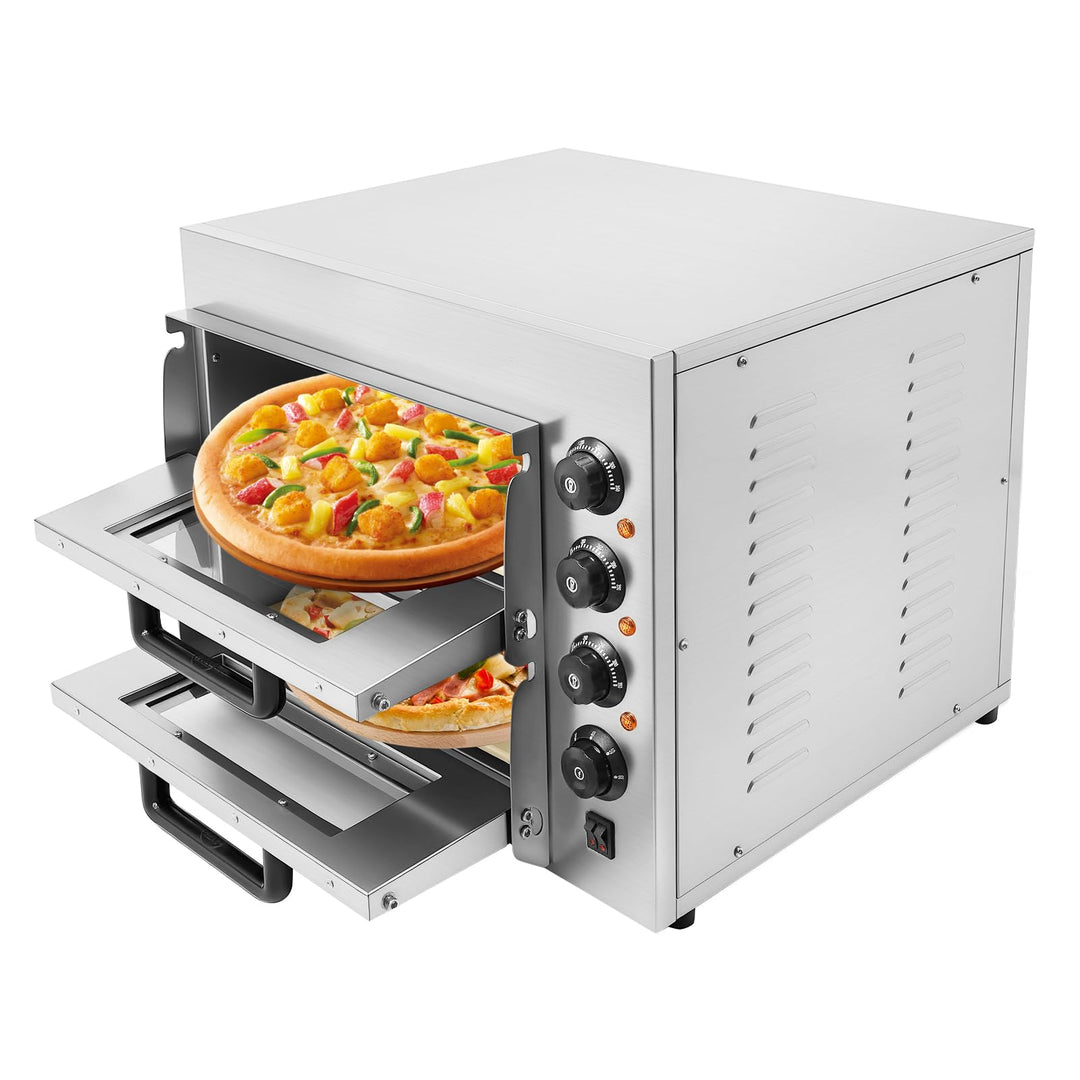 3000W Profi Pizzaofen Pizzabackofen Elektrisch Pizza BackofenSchamottstein Backfläche für Pizza Brot